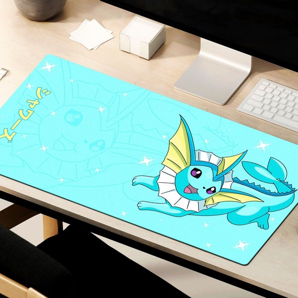 Vaporeon Mouse Pad XL Gaming Pokemon Desk Mat Gift desk Play Mat Large Personalized Office Decor Custom Cover Computer Print Art TCG Game