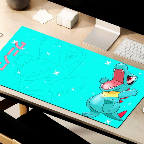 Totodile Mouse Pad XL Gaming Pokemon Desk Mat Gift desk Play Mat Large Personalized Decor Office Custom Cover Computer Print Art TCG Game