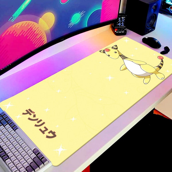 Ampharos Mouse Pad XL Gaming Pokemon Desk Mat Gift desk Play Mat Large Personalized Decor Office Custom Cover Computer Print Art TCG Game