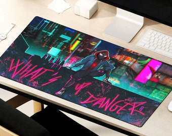 Into the Spider Verse Desk Mat XL Gaming Mouse Pad /  Gift Whats Up Danger desk pad Large Personalized Spider Man Decor Office Computer