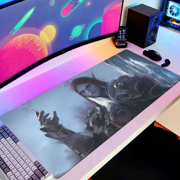 Sylvanas Desk Mat XL Gaming WOW Windrunner Mouse Pad Gift desk pad Large Personalized Decor Office Custom Cover Computer Game Warcraft Print