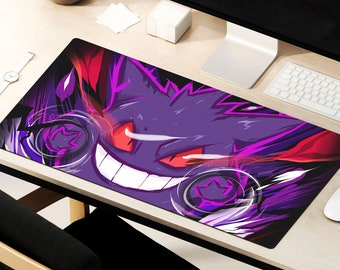 Gengar Desk Mat XL Gaming Pokemon Mouse Pad Gift desk pad Large Personalized Decor Office Custom Cover Computer Print Art TCG Game