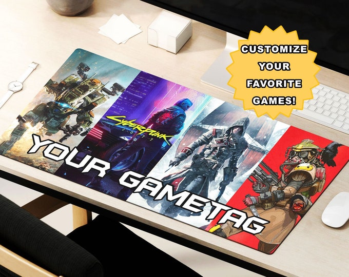 Custom Video Game Desk Mat XL Gaming Mouse Pad /  Gamertag Gift Desk Pad Large Personalized Desk Office Rubber Cover Computer - Gaming Gift