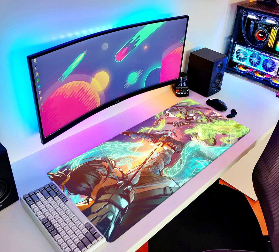 Genji Vs Hanzo Desk Mat XL Gaming Mouse Pad Gift Large Overwatch Decor ...