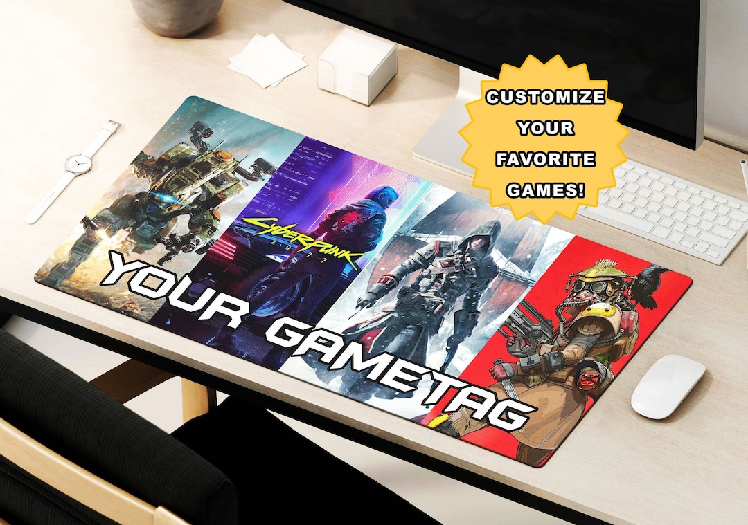 Custom Video Game Desk Mat XL Gaming Mouse Pad / Gamertag Gift Desk Pad Large Personalized Desk