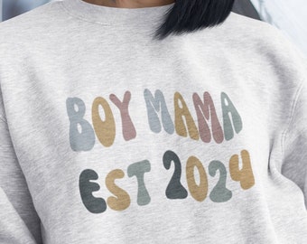 Boy Mama 2024 Sweatshirt, Pregnant Pullover, Baby Shower Gift for Prego Mom, 2024 Baby Birthday Crewneck, Baby Shower Present, Grandma Gift