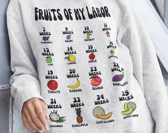 Fruits Labor Sweatshirt, Baby Announcement Crewneck, Pregnancy Reveal Maternity Pullover, New Mom Gift, Baby Shower Gift, Pregnancy Gift Tee