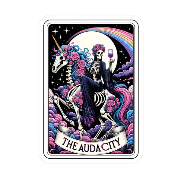 The Audacity Tarot Card Kiss-Cut Vinyl Decals, Dark Humor, Skeleton, Pastel Goth, Gothic Decals, Goth Stickers, Gothic Car Accessories