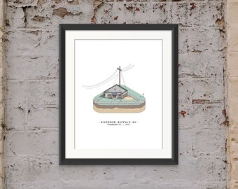 Small Building in Riverside, Buffalo, NY | Architectural Illustration | Art Print