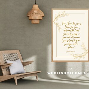 I know the plans I have for you, Jeremiah 29:11, Printable, Bible verse, Christian wall art, Wall decor, Sign