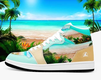 Baskets montantes de plage tropicale, chaussures d'été à motif palmier