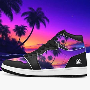Tropical Sunset, Tropical vacation, California Sunset, Palm Trees Tropical Sunset shoes,summer shoes, florecent, Sunset, tropical