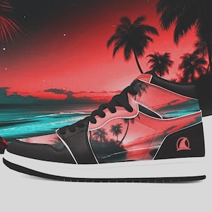 Tropical Sunset, Tropical vacation, California Sunset, Palm Trees Tropical Sunset shoes,summer shoes, florecent, Sunset, tropical