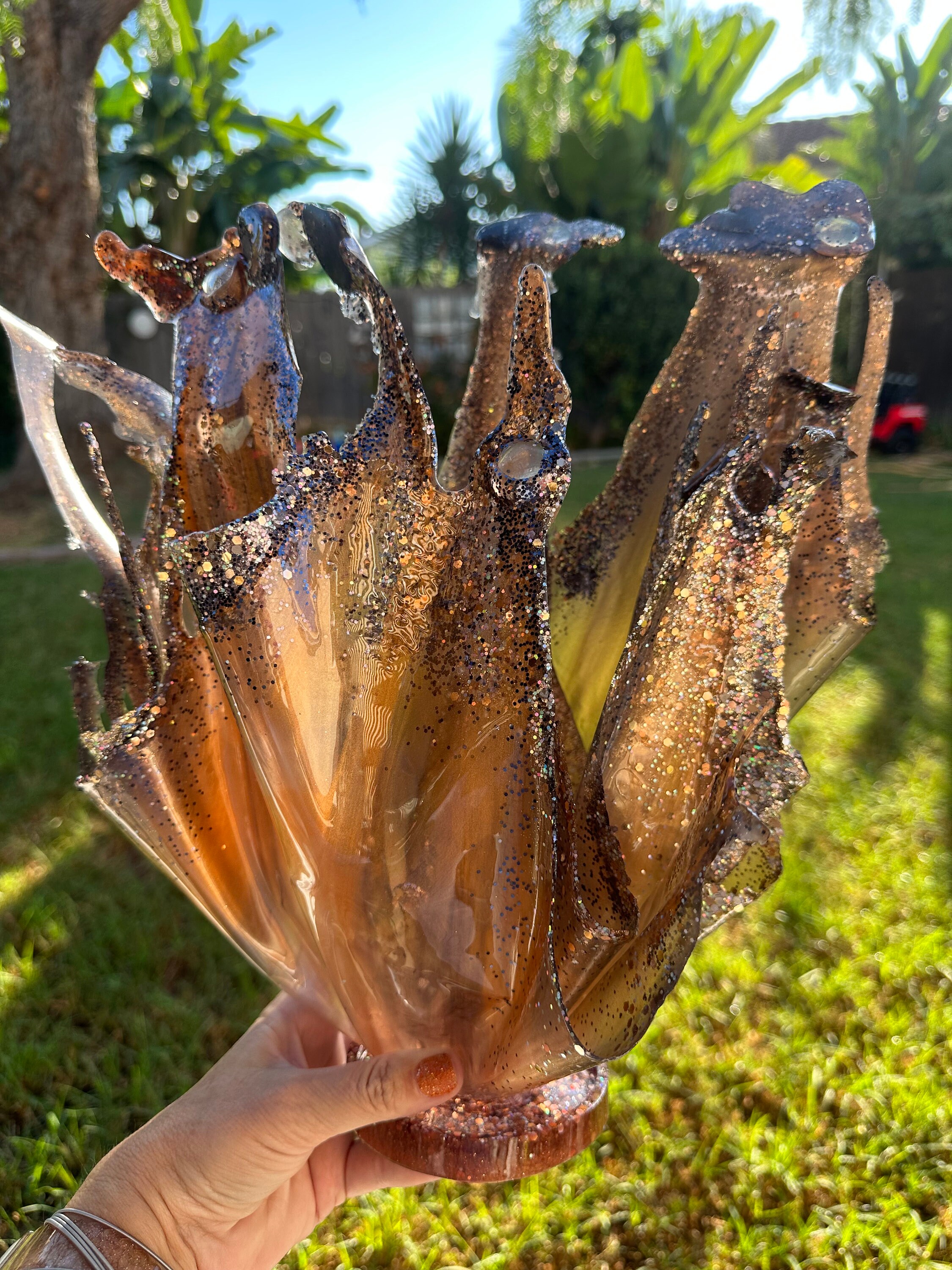 Golden Water Drop Sculpture