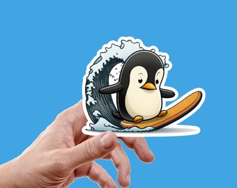 Pinguin Surfer Sticker / Surfer Sticker / Tier Surfer Sticker / Tier Sticker / Strand Sticker