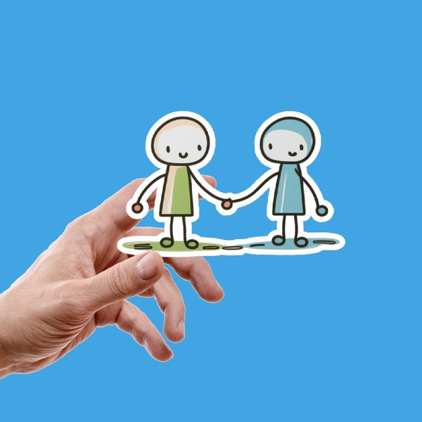 2 Friends Holding Hands Sticker / Unity Sticker / Friendship Sticker / Family Sticker