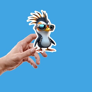 Cool Penguin Sticker / Penguin in Sunglasses Sticker / Water Bottle Sticker / Cell Phone Sticker