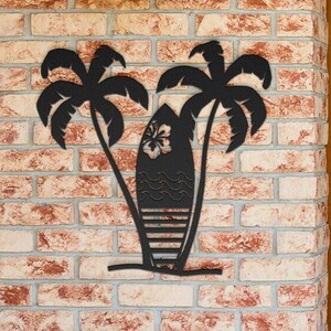 Surfboard Wall Art with Palm Trees / Beach Decor / Palm Tree Wall Art