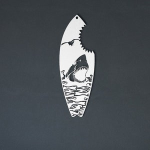 Shark Bite Surfboard Wall Art / Shark Wall Art / Shark Surfboard Sign