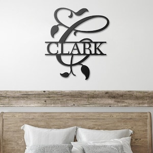 Vines Custom Monogram Gate Sign / Personalized Front Door Sign / Family Name Sign