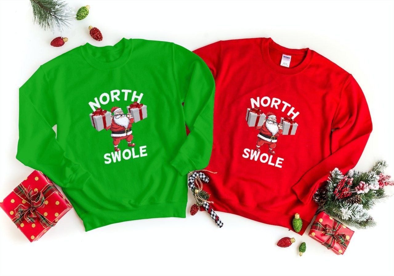 North Swole Santa Sweatshirt Funny Christmas Sweatshirt Ugly