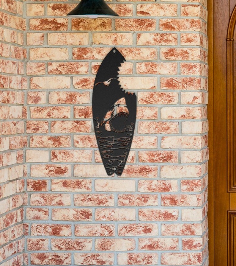 Shark Bite Surfboard Wall Art / Shark Wall Art / Shark Etsy
