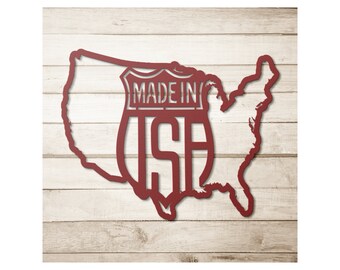United States of America Wall Art Metal with Made in USA / America Home Decor / Made in USA Wall Art