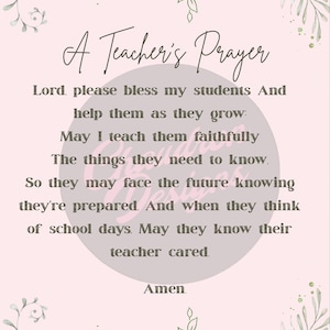 Teacher prayer, Motivational Teacher Art - Printable Prayer for School Staff