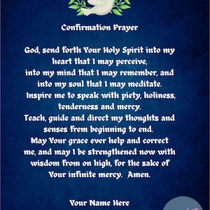 Prière de confirmation | Impression numérique personnalisée | Cadeau catholique | Art mural religieux, rouge ou bleu