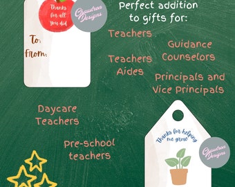 End of the year teacher gift tags for teacher gifts