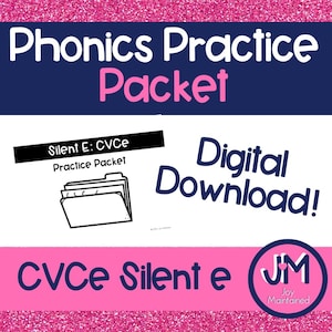 CVCe Practice Packet - Digital Download - Phonics Skills Worksheets - Kindergarten - 1st Grade Literacy