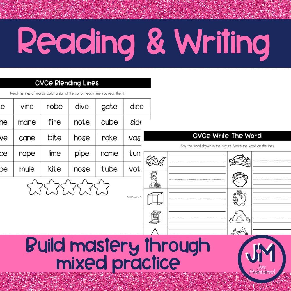 Cvce Practice Example Cvce Practice Packet - Digital Download - Phonics Skills Worksheets ...