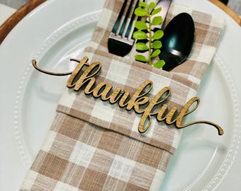 Tarjetas de lugar de agradecimiento, placas con nombre para Acción de Gracias, arreglos de mesa de madera de agradecimiento, decoración navideña, arreglos de mesa para Acción de Gracias