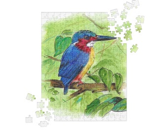 Bird Puzzle, Kingfisher, Paper, Unique Jigsaw, Family, Adults