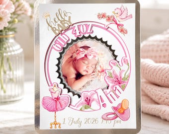 Personalized Baby Birth Announcement Frame | Custom Keepsake, Nursery Decor