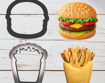 Burger and Fries Cookie Cutter Set of 2