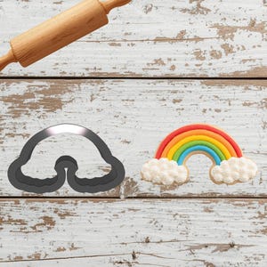 Rainbow with Clouds Shaped Plastic Cookie Cutter - Polymer Clay Cutter - Fondant Cutter - Craft cutters - 3d Printed cookie Cutter