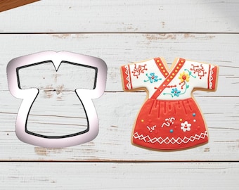 Hanbok Shaped Plastic Cookie Cutter - Girls Hanbok - Celebration Dress - Polymer Clay Cutter - Craft Cutters - 3d Printed Cookie Cutter