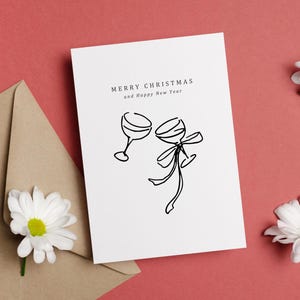 Biglietto di auguri di Natale - Download DIGITALE - Bellissimo biglietto di auguri di Natale stampabile con un grazioso bicchiere - Stampa 8,5 x 11 pollici - Tagliato a 5 x 7 pollici