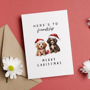 Biglietto di auguri di Natale - Download DIGITALE - Bellissimo biglietto di auguri di Natale stampabile con un simpatico cane - Stampa 8,5 x 11 pollici - Tagliato a 5 x 7 pollici