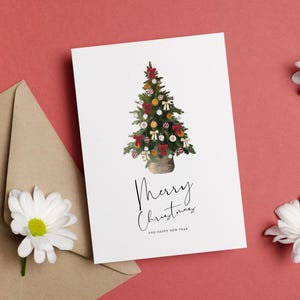 Biglietto di auguri di Natale - Download DIGITALE - Bellissimo biglietto di auguri di Natale stampabile con albero di fiori - Stampa 8,5 x 11 pollici - Tagliato a 5 x 7 pollici