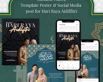 Editable CANVA Template Poster and Social Media for Hari Raya ...