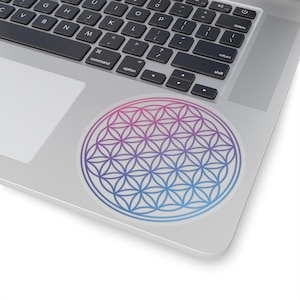 Sacred Geometry Kiss-Cut Stickers, Flower of Life Decal, Mandala Laptop Sticker, Spiritual Symbol Car Decal, Yoga Water Bottle Sticker