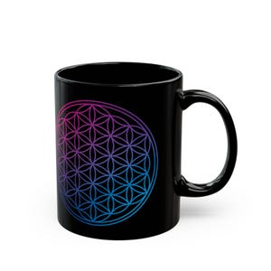 Flower of Life on Black Ceramic Mug 11oz