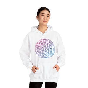 Flower of Life Sacred Universe Unisex Hoodie, Geometric Pattern Sweatshirt, Spiritual Symbol Hoodie, Metatron's Cube Pullover Sweatshirt image 8