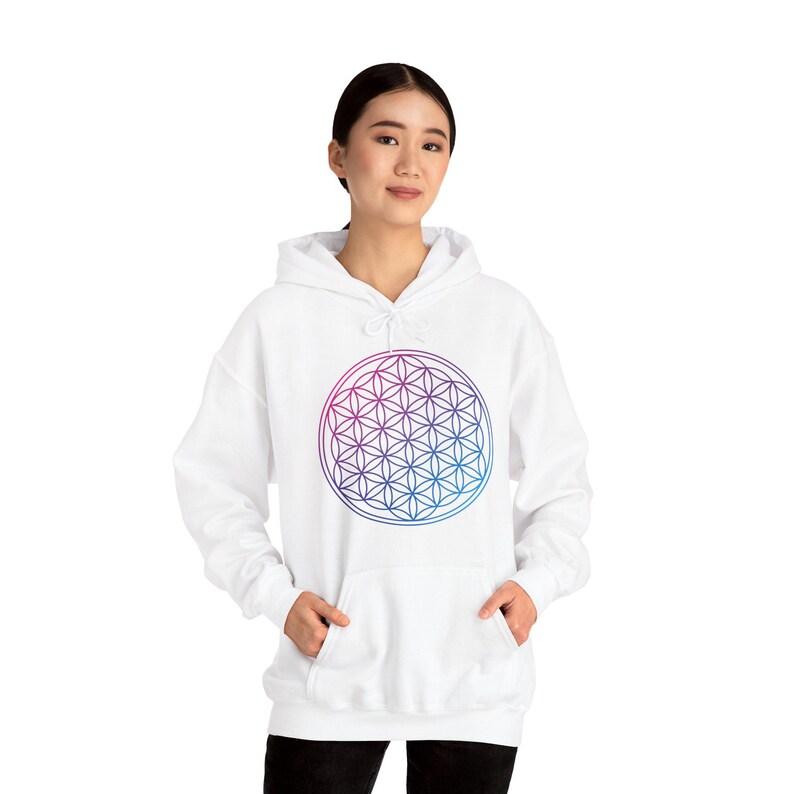 Flower of Life Sacred Universe Unisex Hoodie, Geometric Pattern Sweatshirt, Spiritual Symbol Hoodie, Metatron's Cube Pullover Sweatshirt image 8