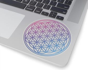 Flower of Life Sticker, Sacred Geometry Kiss-Cut Stickers, Mandala Laptop Sticker, Spiritual Symbol Sticker, Yoga Water Bottle Sticker