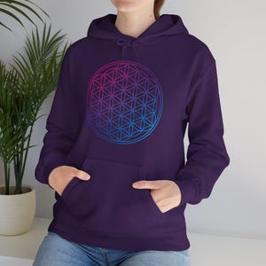 Flower of Life Sacred Universe Unisex Hoodie, Geometric Pattern Sweatshirt, Spiritual Symbol Hoodie, Metatron's Cube Pullover Sweatshirt image 7