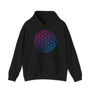 Flower of Life Sacred Universe Unisex Hoodie, Geometric Pattern Sweatshirt, Spiritual Symbol Hoodie, Metatron's Cube Pullover Sweatshirt image 2
