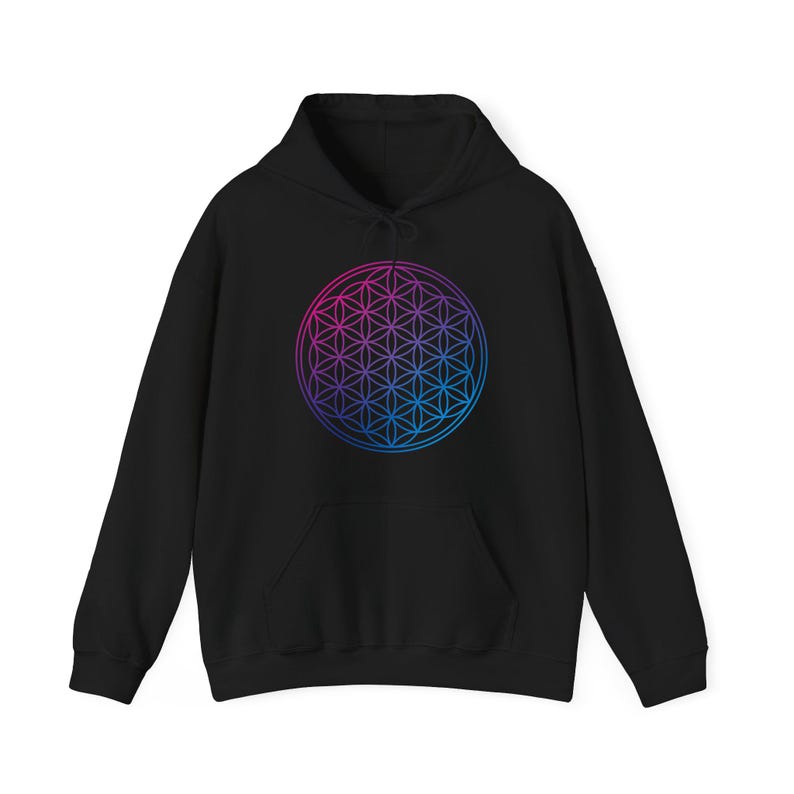 Flower of Life Sacred Universe Unisex Hoodie, Geometric Pattern Sweatshirt, Spiritual Symbol Hoodie, Metatron's Cube Pullover Sweatshirt image 2